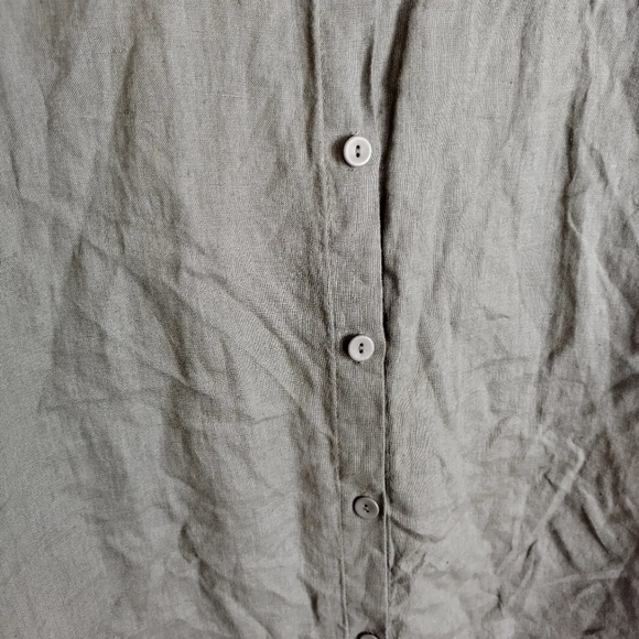 FLAX lagenlook button down shirt dress pockets sz L - Picture 7 of 10